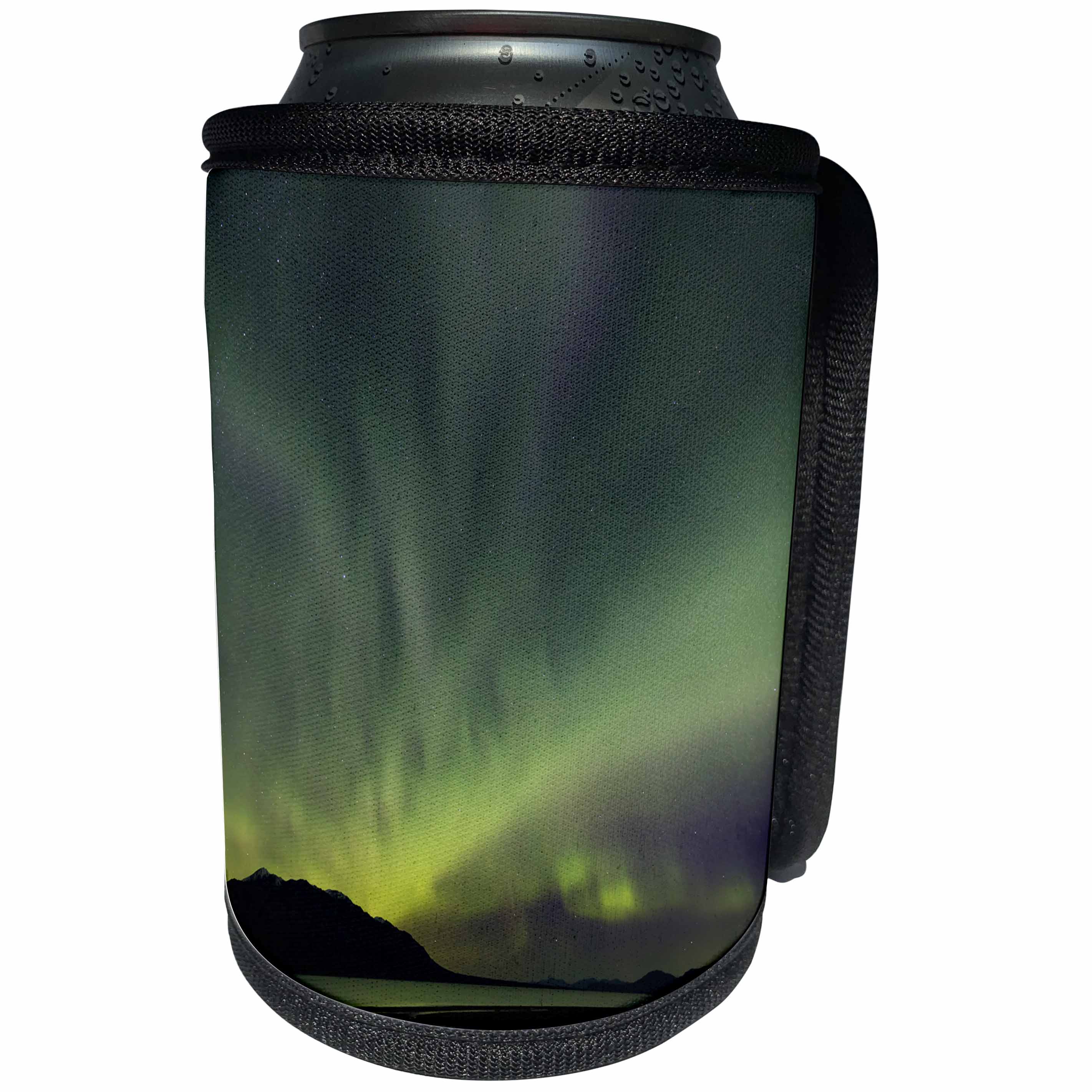 3dRose Danita Delimont - Northern Lights - Canada, Yukon, Kluane Lake. Aurora borealis and lake. - Can Cooler Bottle Wrap (cc_277274)