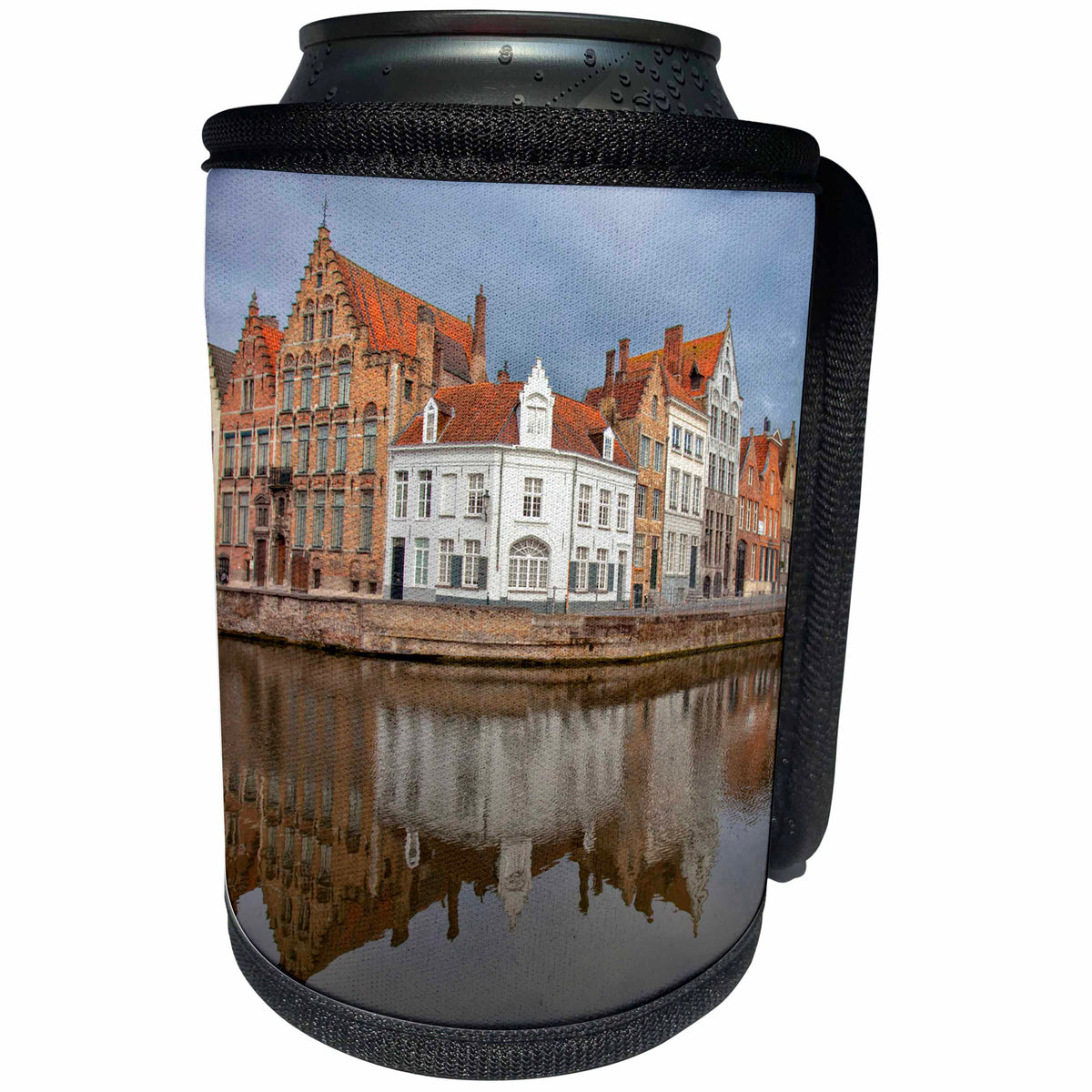 3dRose Danita Delimont - Cities - Belgium, Brugge, Canal and Reflection - Can Cooler Bottle Wrap (cc_277288)