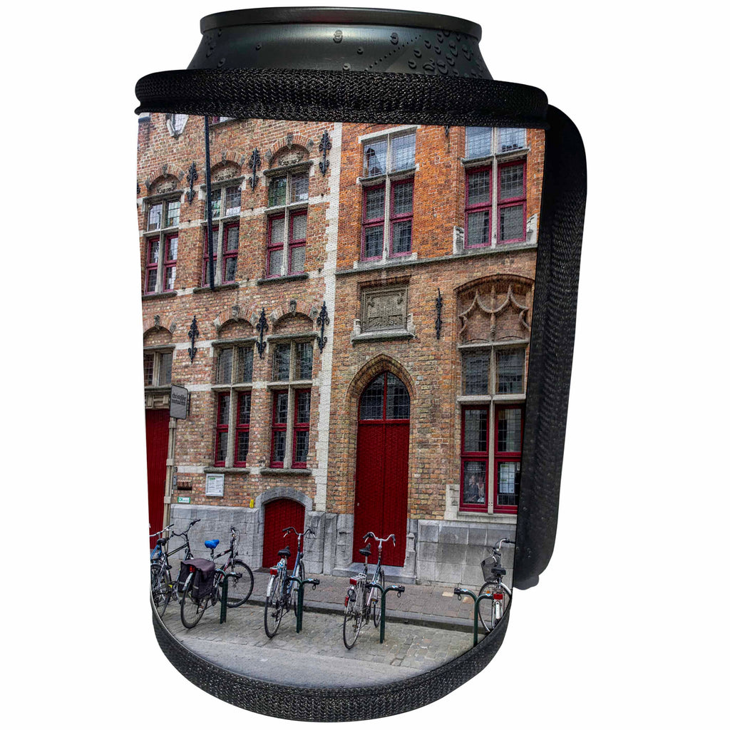 3dRose Danita Delimont - Architecture - Belgium, Brugge, West Flanders, Street Scene in the Old Town of Brugge - Can Cooler Bottle Wrap (cc_277289)