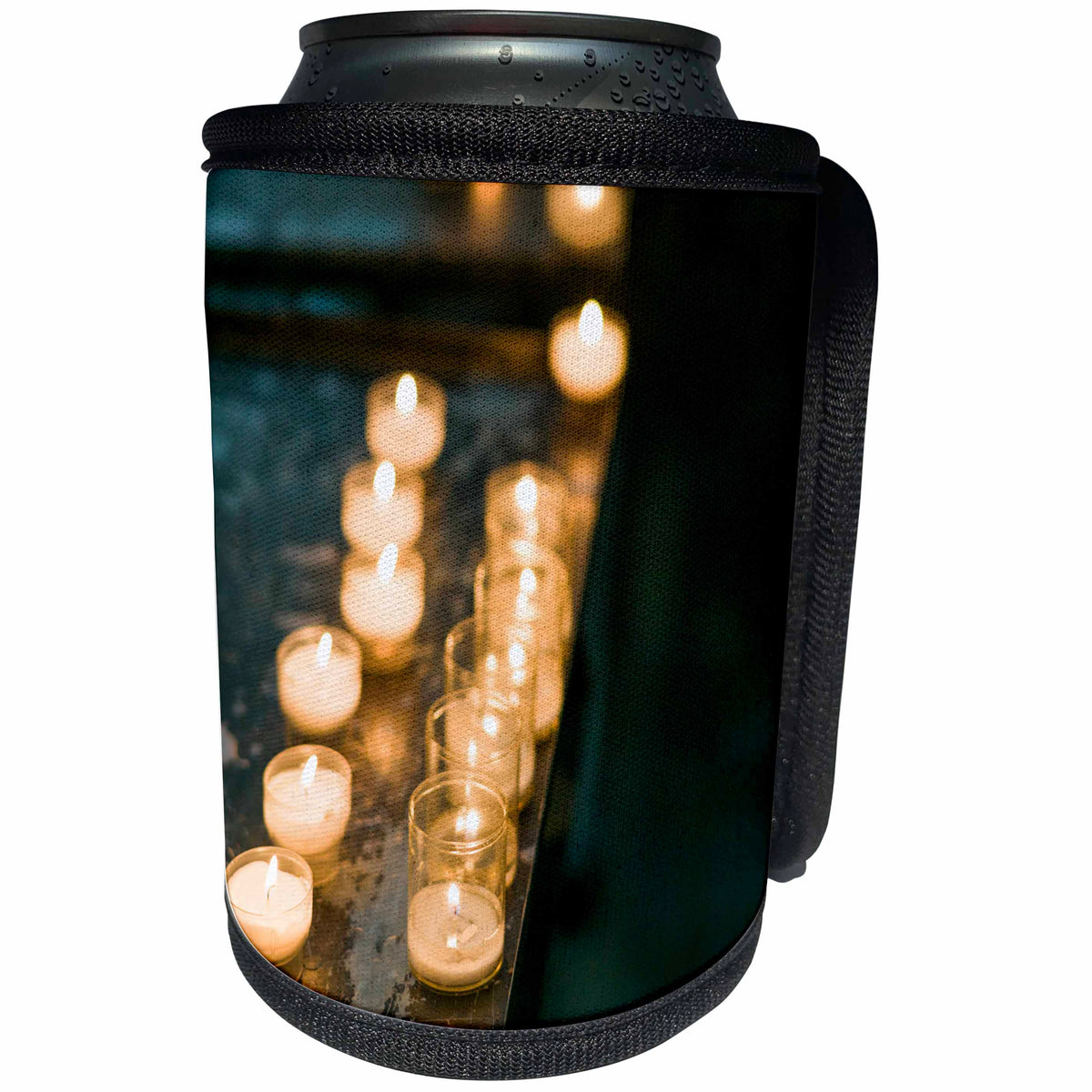 3dRose Danita Delimont - Candles - Belgium, Brussels. Candles in Cathedral of St. Michael and St. Gudula - Can Cooler Bottle Wrap (cc_277290)