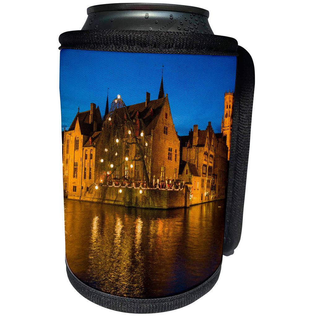 3dRose Danita Delimont - Cities - Belgium, Bruges. Town skyline from the canal - Can Cooler Bottle Wrap (cc_277293)