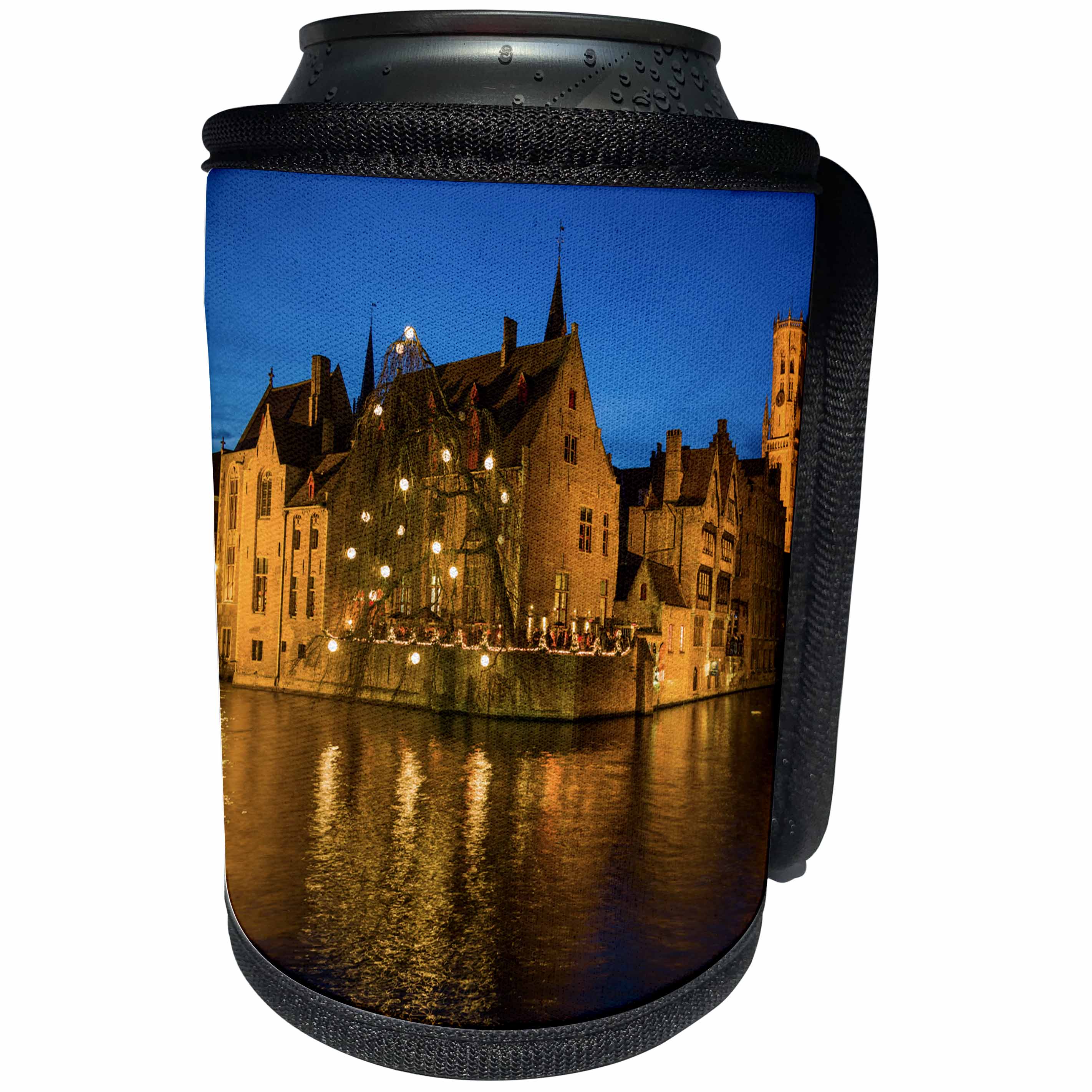 3dRose Danita Delimont - Cities - Belgium, Bruges. Town skyline from the canal - Can Cooler Bottle Wrap (cc_277293)