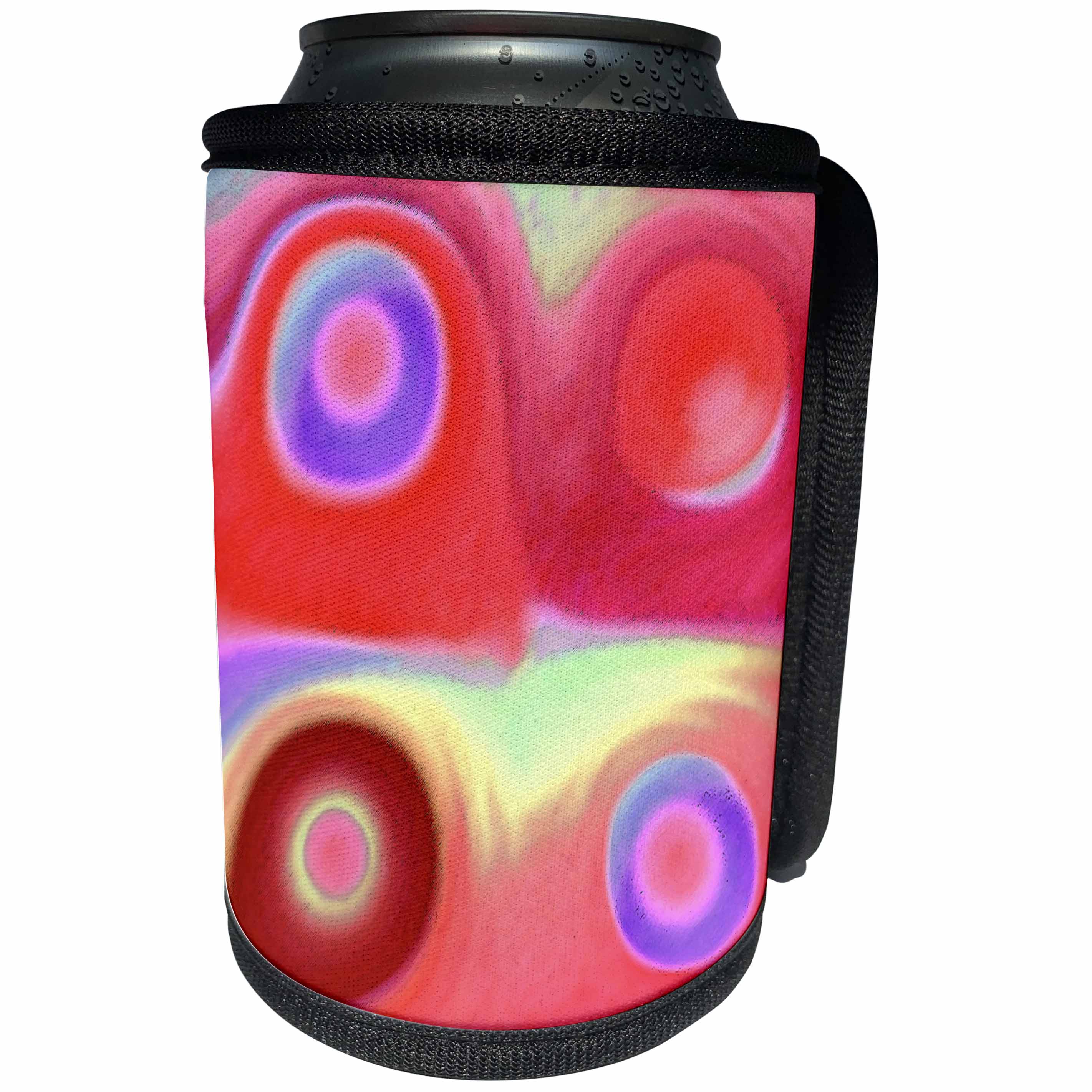 3dRose Jaclinart Abstract Space Sun Planet Fantasy Psychedelic - Abstract red and purple suns and planets - Can Cooler Bottle Wrap (cc_27730)
