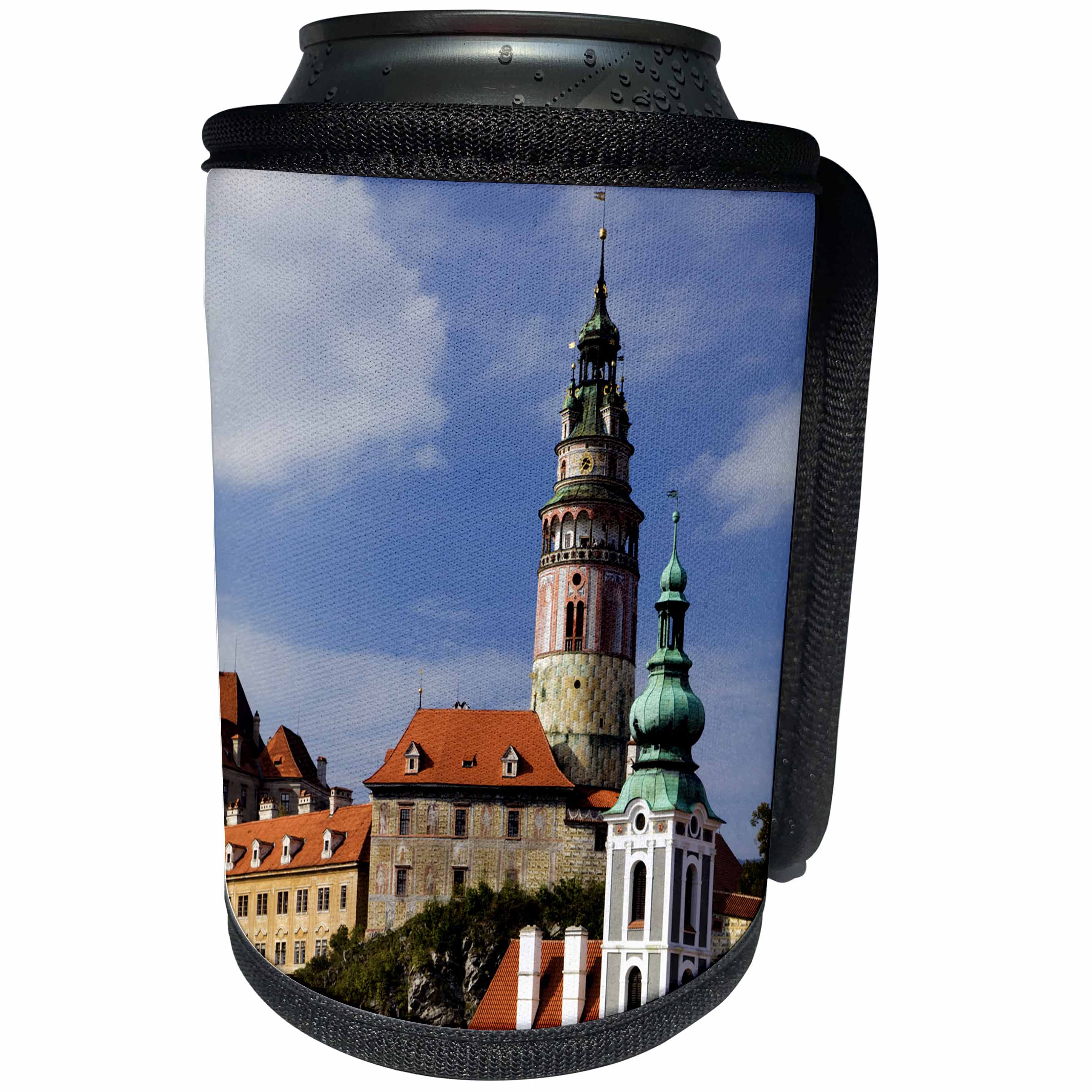 3dRose Danita Delimont - Czech Republic - Czech Republic, Cesky Krumlov. Overview of city. - Can Cooler Bottle Wrap (cc_277301)