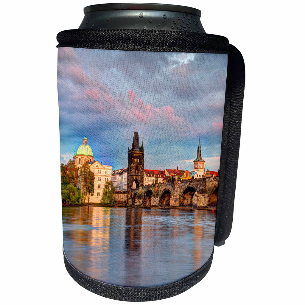 3dRose Danita Delimont - Bridges - Czech Republic, Prague. Charles bridge and Vltava river. - Can Cooler Bottle Wrap (cc_277307)