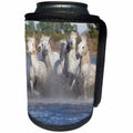3dRose Danita Delimont - Horses - France, A group of Camargue horses running through swampy water. - Can Cooler Bottle Wrap (cc_277373)
