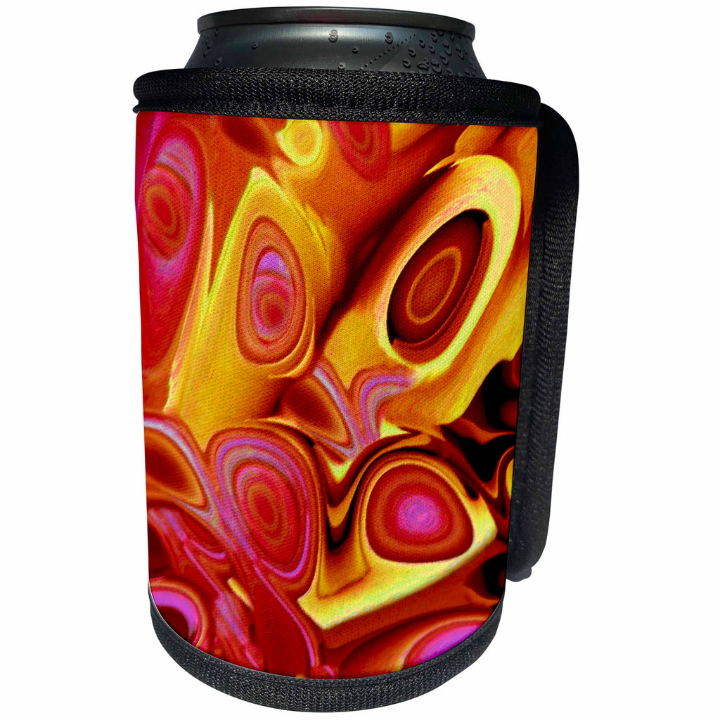 3dRose Jaclinart Surreal Space Alien Rocket Psychedelic - Surreal gold and pink alien rocket about to shoot off into space - Can Cooler Bottle Wrap (cc_27740)