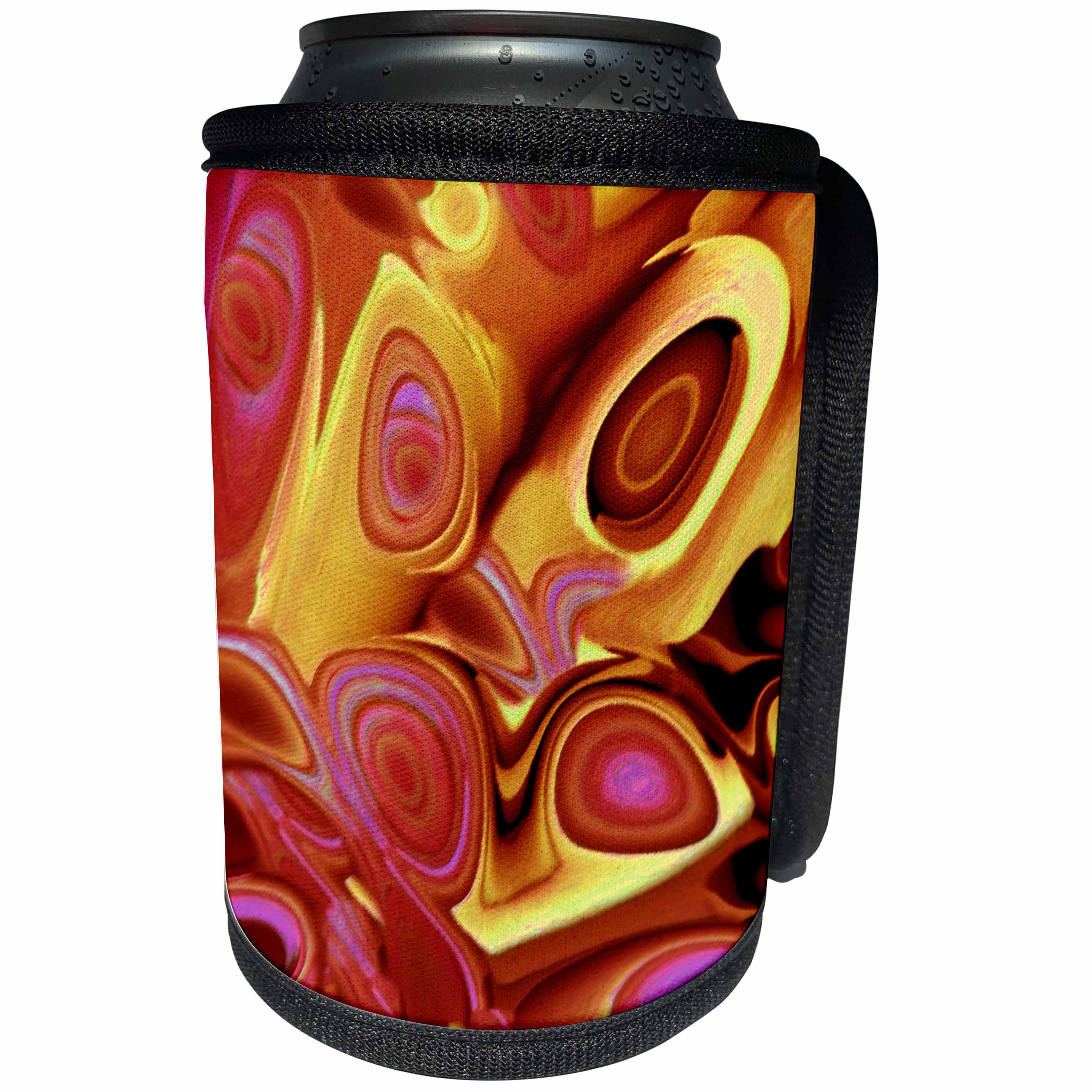 3dRose Jaclinart Surreal Space Alien Rocket Psychedelic - Surreal gold and pink alien rocket about to shoot off into space - Can Cooler Bottle Wrap (cc_27740)