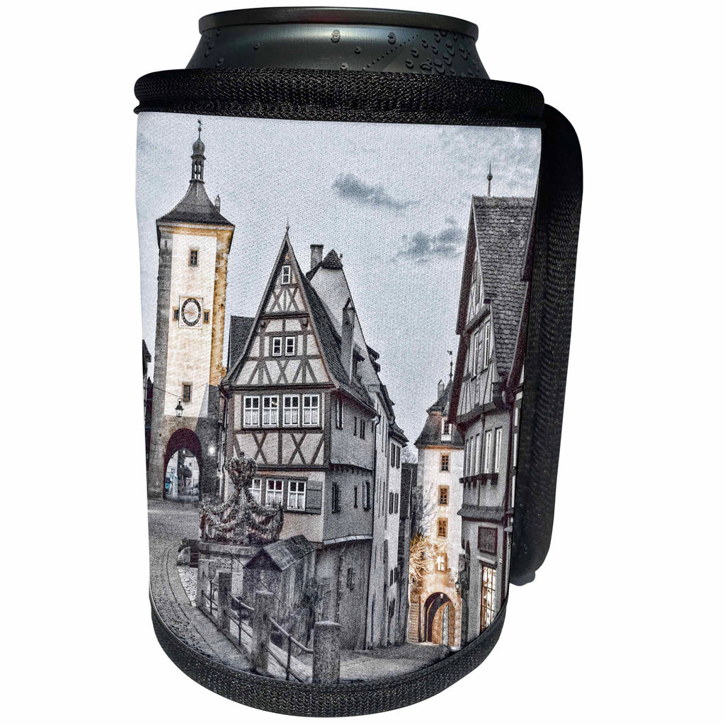 3dRose Danita Delimont - Cities - Germany, Rothenberg ob der Tauber, Ploenlein Triangular Place - Can Cooler Bottle Wrap (cc_277401)