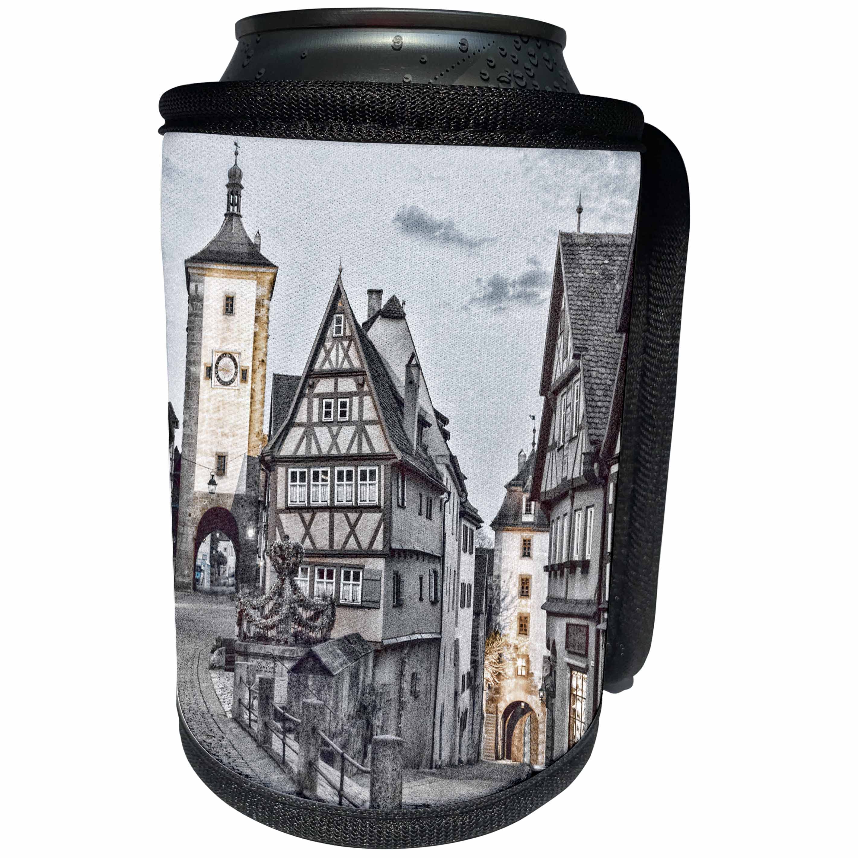 3dRose Danita Delimont - Cities - Germany, Rothenberg ob der Tauber, Ploenlein Triangular Place - Can Cooler Bottle Wrap (cc_277401)
