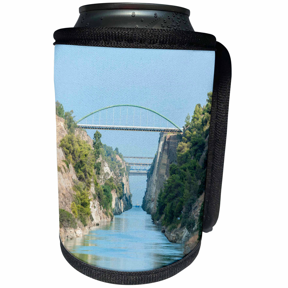 3dRose Danita Delimont - Bridges - Bridge over Corinth Canal, Greece, Europe - Can Cooler Bottle Wrap (cc_277439)