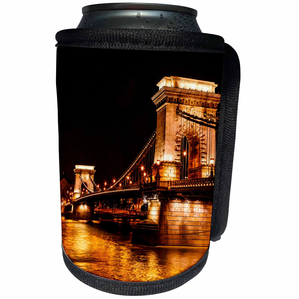 3dRose Danita Delimont - Bridges - Chain Bridge, St. Stephens Danube River Reflection, Budapest, Hungary - Can Cooler Bottle Wrap (cc_277456)