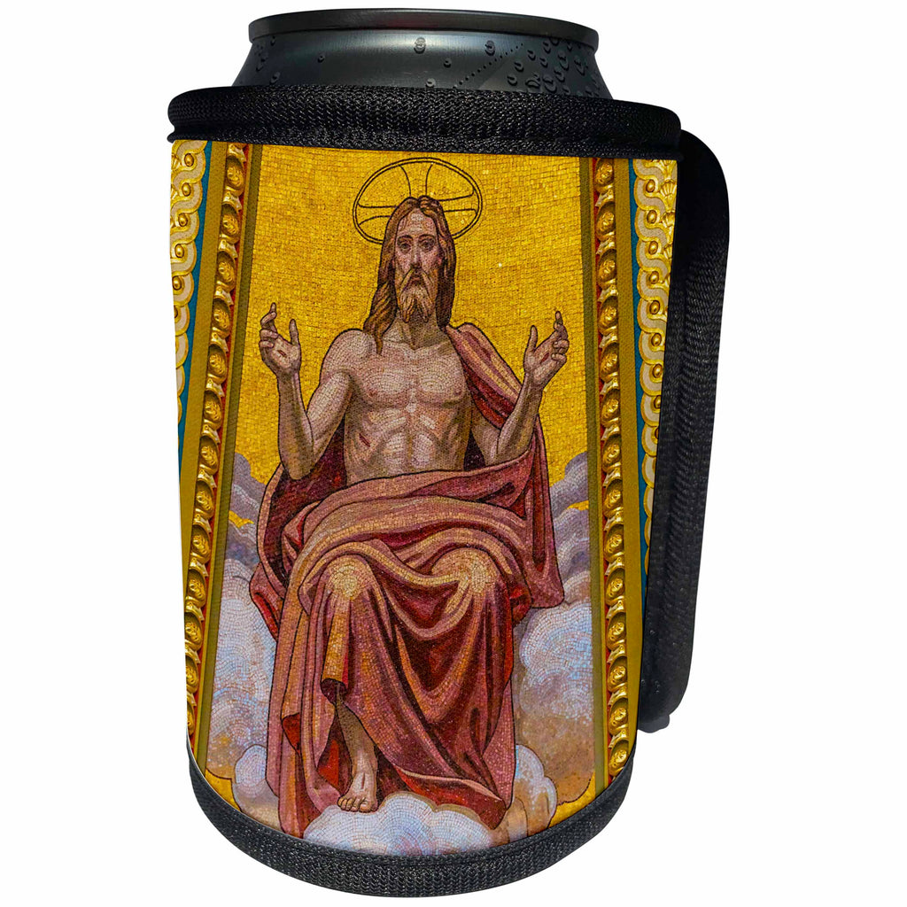 3dRose Danita Delimont - Religion - Christ Mosaic, Basilica St. Stephens Cathedral, Budapest, Hungary - Can Cooler Bottle Wrap (cc_277459)