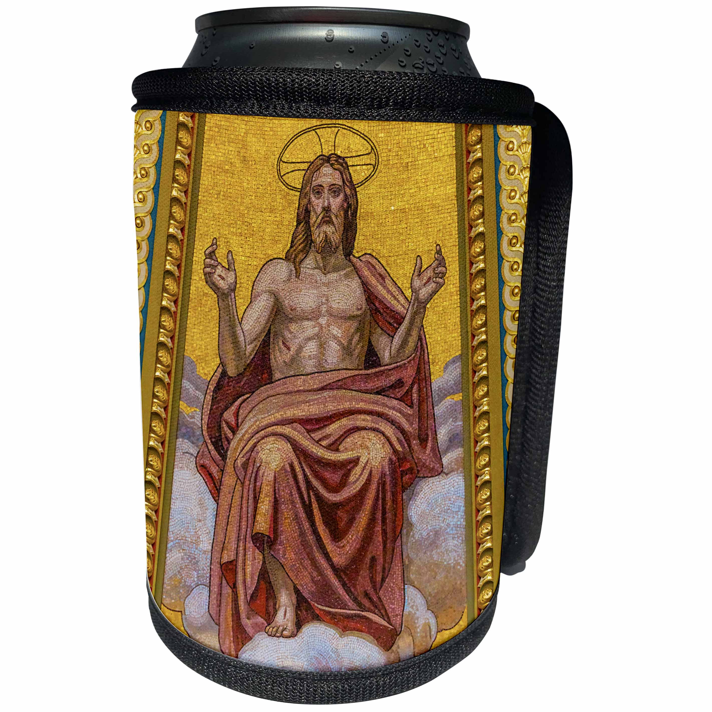 3dRose Danita Delimont - Religion - Christ Mosaic, Basilica St. Stephens Cathedral, Budapest, Hungary - Can Cooler Bottle Wrap (cc_277459)