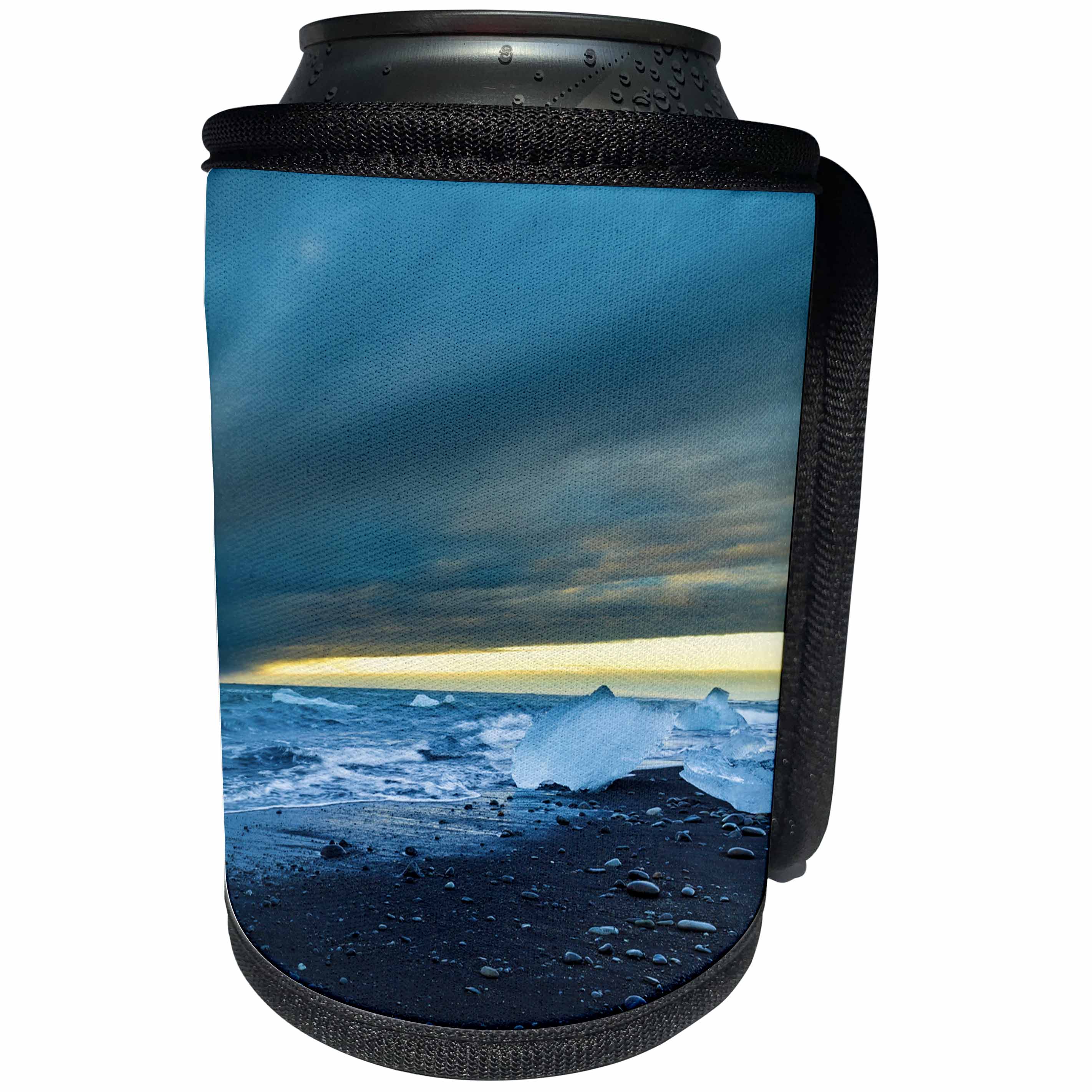 3dRose Danita Delimont - Beaches - Bergy bits in beach landscape, Iceland - Can Cooler Bottle Wrap (cc_277467)