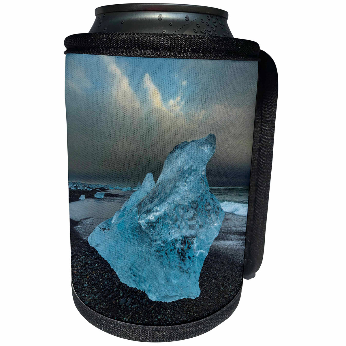 3dRose Danita Delimont - Beaches - Bergy bits on beach, Austur Skaftafellssýsla, Iceland - Can Cooler Bottle Wrap (cc_277468)
