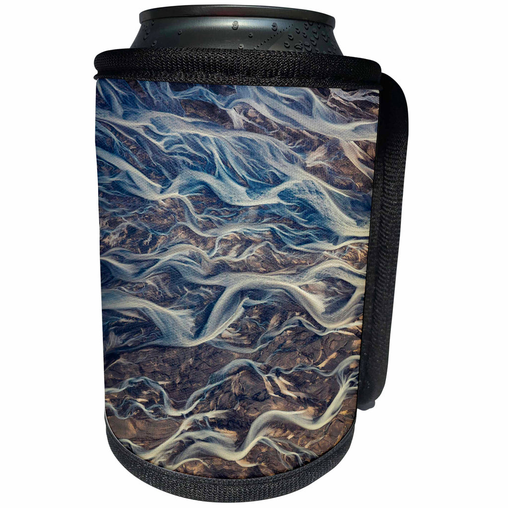 3dRose Danita Delimont - Patterns - Aerial of braided rivers, Iceland - Can Cooler Bottle Wrap (cc_277471)