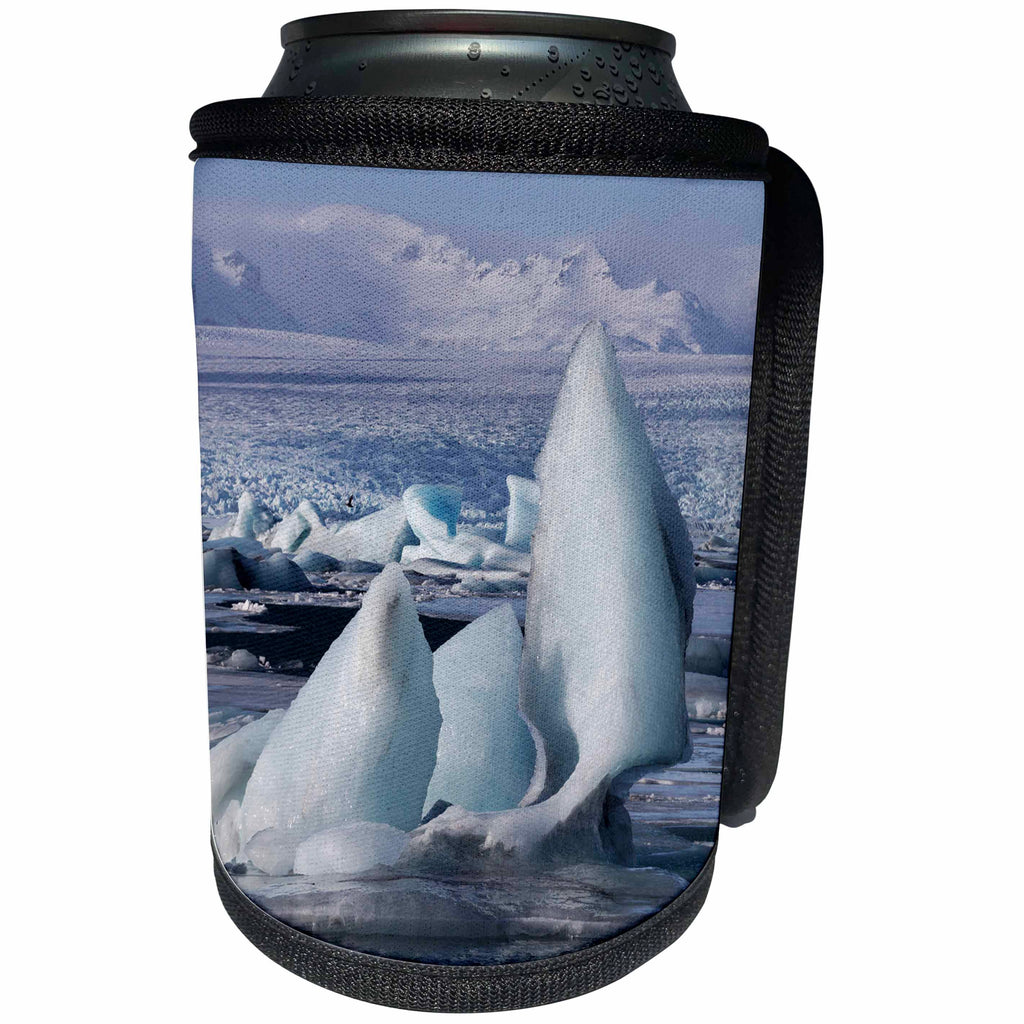 3dRose Danita Delimont - Icebergs - Iceland, Jokulsarlon. Vatnajokull Glacier fills the frozen lagoon. - Can Cooler Bottle Wrap (cc_277497)