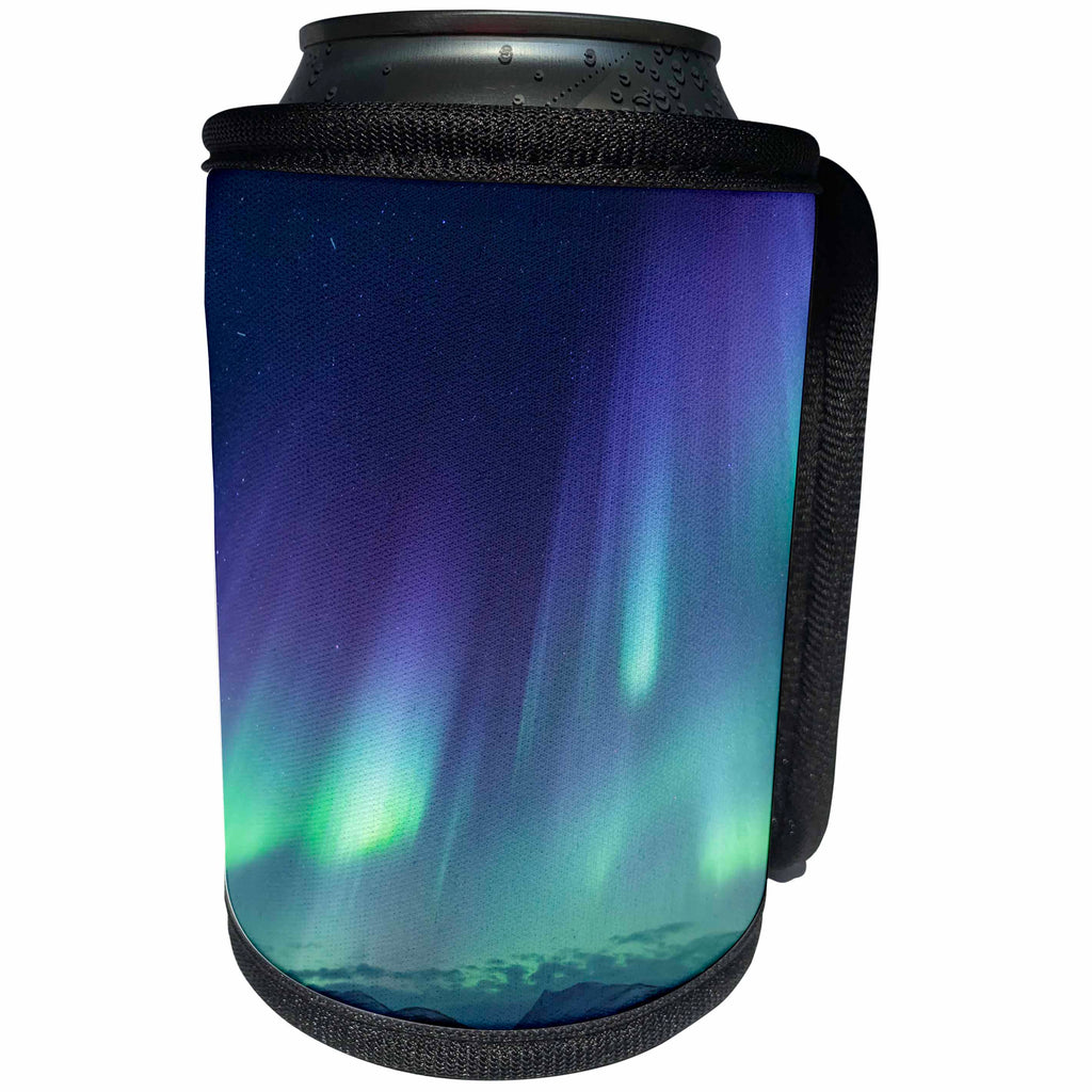 3dRose Danita Delimont - Northern lights - Europe, North Iceland, Akureyri. Northern Light ribbons across the sky - Can Cooler Bottle Wrap (cc_277511)