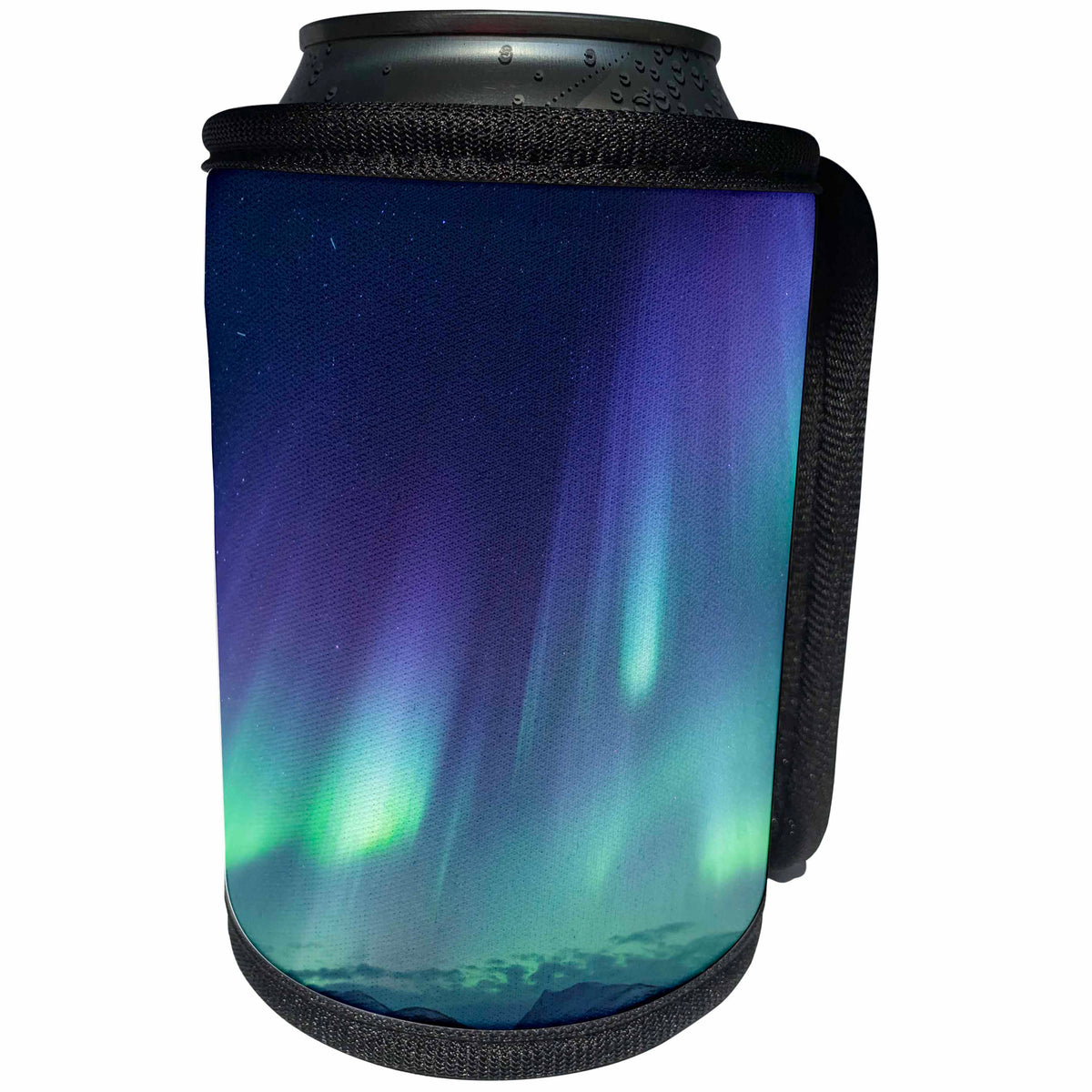 3dRose Danita Delimont - Northern lights - Europe, North Iceland, Akureyri. Northern Light ribbons across the sky - Can Cooler Bottle Wrap (cc_277511)