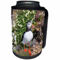 3dRose Danita Delimont - Birds - Iceland, Breidavik. Puffin amid flowers. - Can Cooler Bottle Wrap (cc_277522)