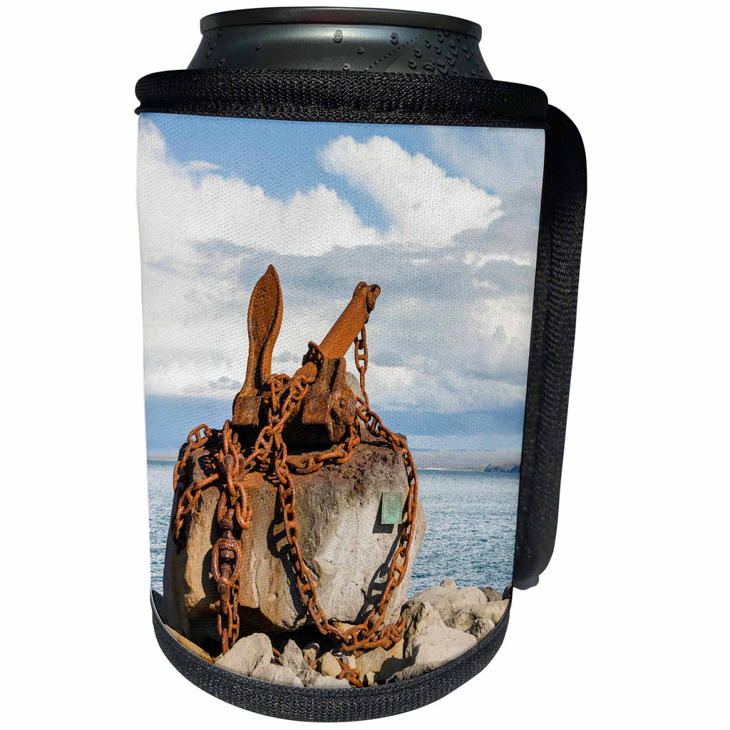 3dRose Danita Delimont - Nautical - Monument with anchor in the harbor. Keflavik, Iceland - Can Cooler Bottle Wrap (cc_277526)