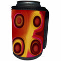 3dRose Jaclinart Abstract Space Sun Planet Fantasy Psychedelic - Abstract brown suns on an orange red and yellow background - Can Cooler Bottle Wrap (cc_27757)
