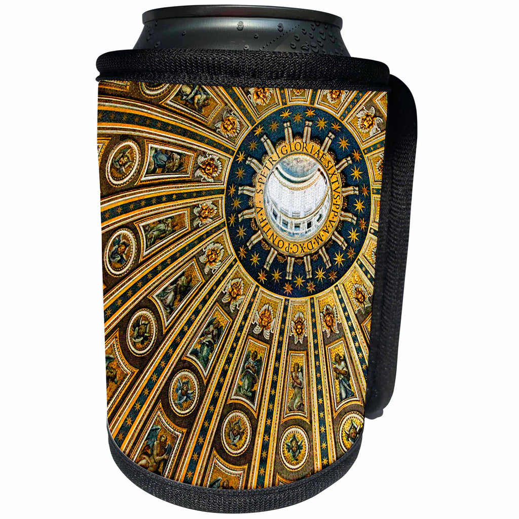 3dRose Danita Delimont - Churches - Vatican City, Italy, Ceiling of Dome, St. Peters Basilica - Can Cooler Bottle Wrap (cc_277596)