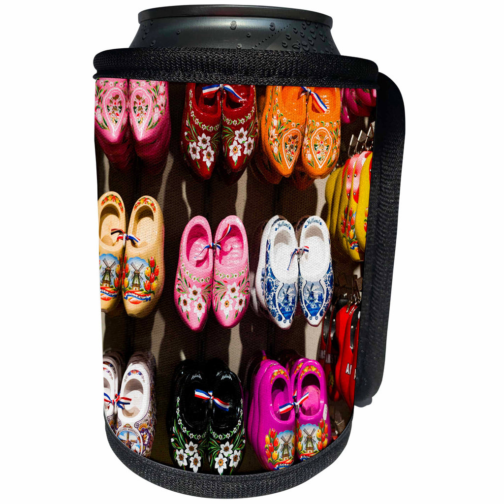 3dRose Danita Delimont - Markets - Netherlands, Amsterdam. Dutch wooden shoes - Can Cooler Bottle Wrap (cc_277784)