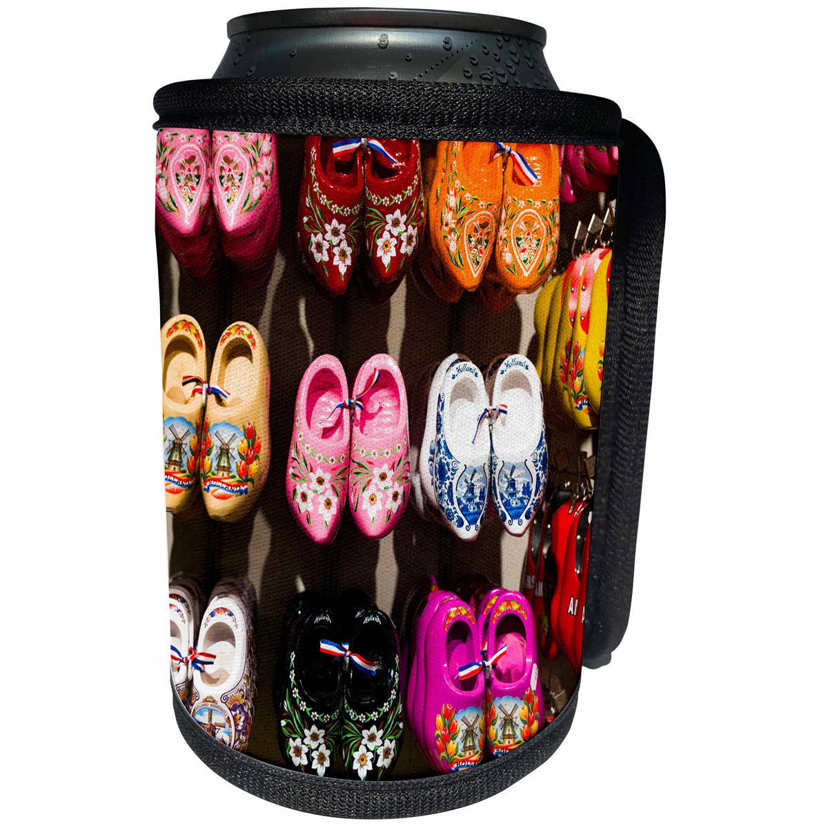 3dRose Danita Delimont - Markets - Netherlands, Amsterdam. Dutch wooden shoes - Can Cooler Bottle Wrap (cc_277784)