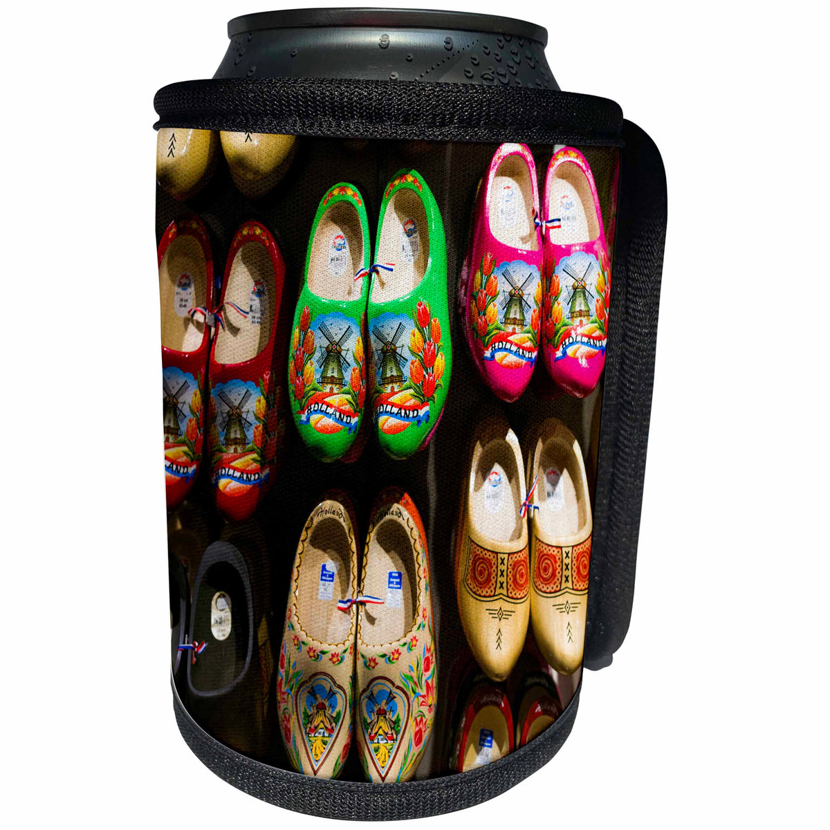 3dRose Danita Delimont - Markets - Netherlands, Amsterdam. Souvenir Dutch wooden shoes for sale. - Can Cooler Bottle Wrap (cc_277785)