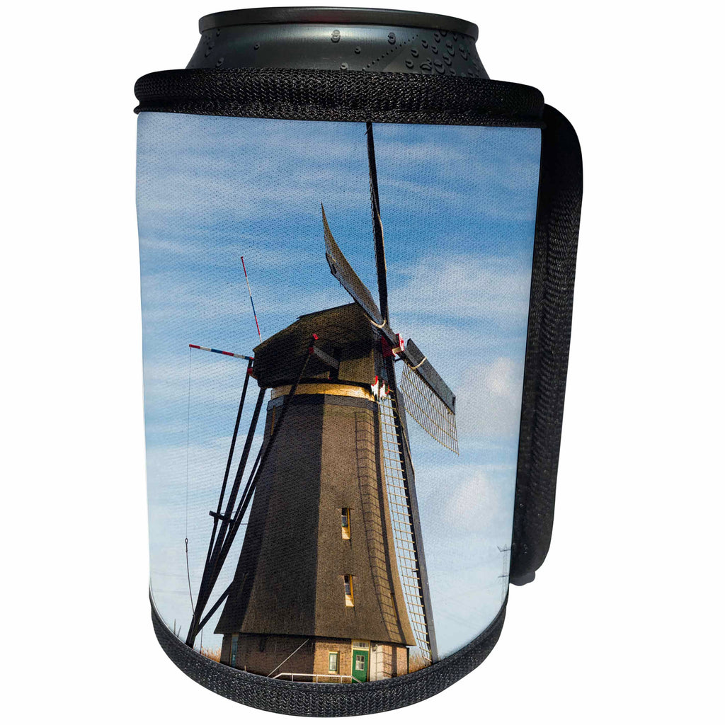 3dRose Danita Delimont - Windmills - Netherlands, Kinderdijk. Traditional Dutch windmills - Can Cooler Bottle Wrap (cc_277790)