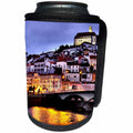 3dRose Danita Delimont - Cities - Portugal, Coimbra. Old Mondego River bridge and hillside town at night - Can Cooler Bottle Wrap (cc_277799)