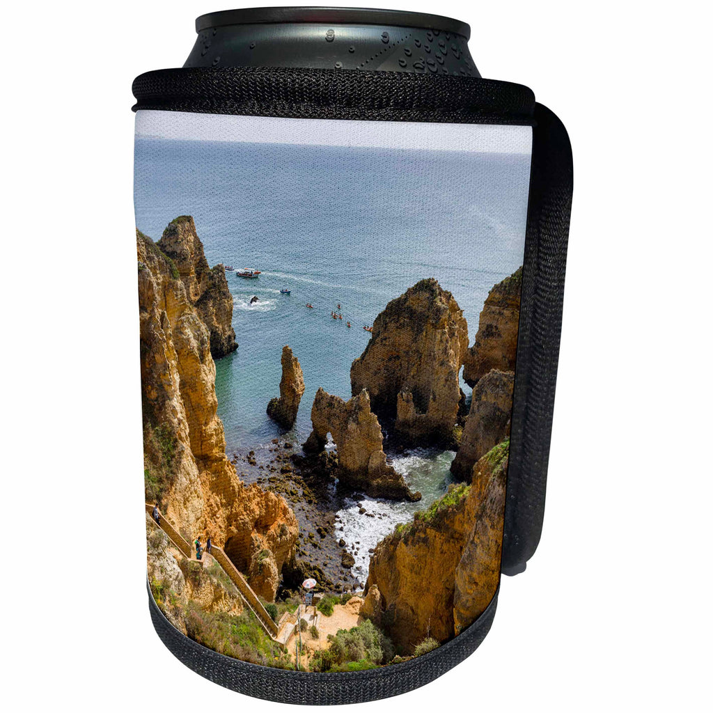 3dRose Danita Delimont - Coastlines - View from Ponta da Piedade at the rocky coast of the Algarve, Portugal - Can Cooler Bottle Wrap (cc_277811)