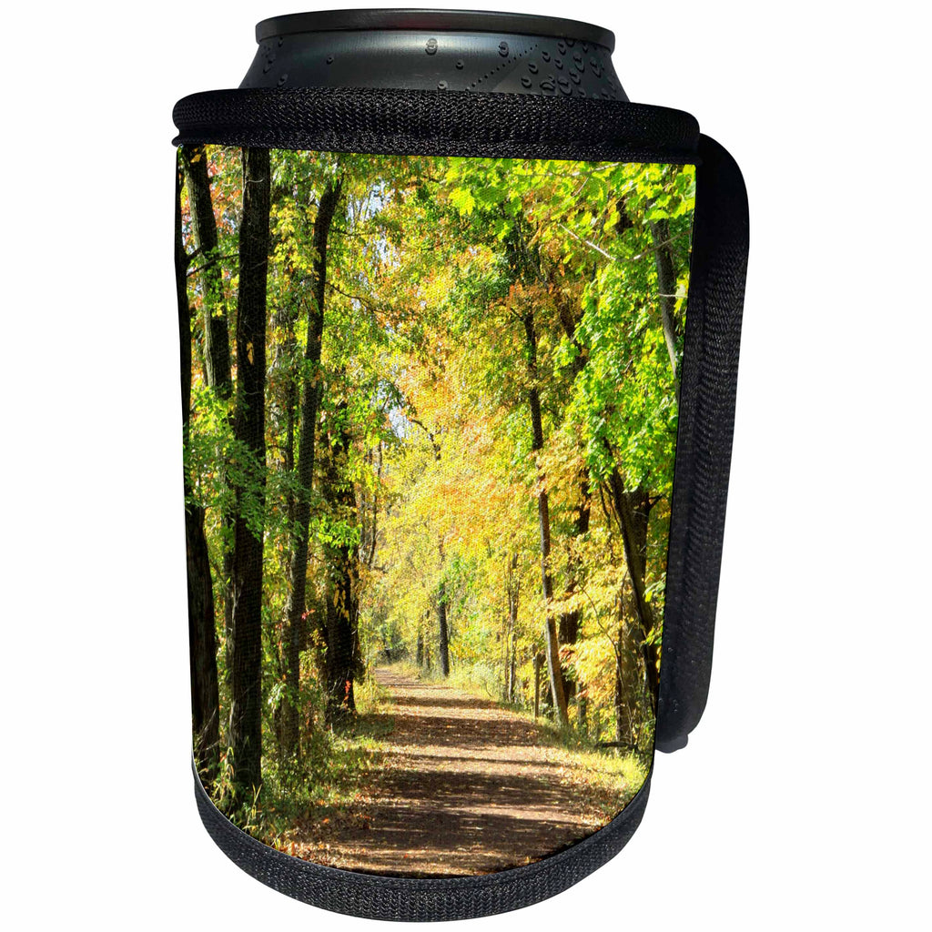 3dRose Bob Molchan Photography Landscapes - Trees Path Canopy Green Yellow Brown - Can Cooler Bottle Wrap (cc_27782)