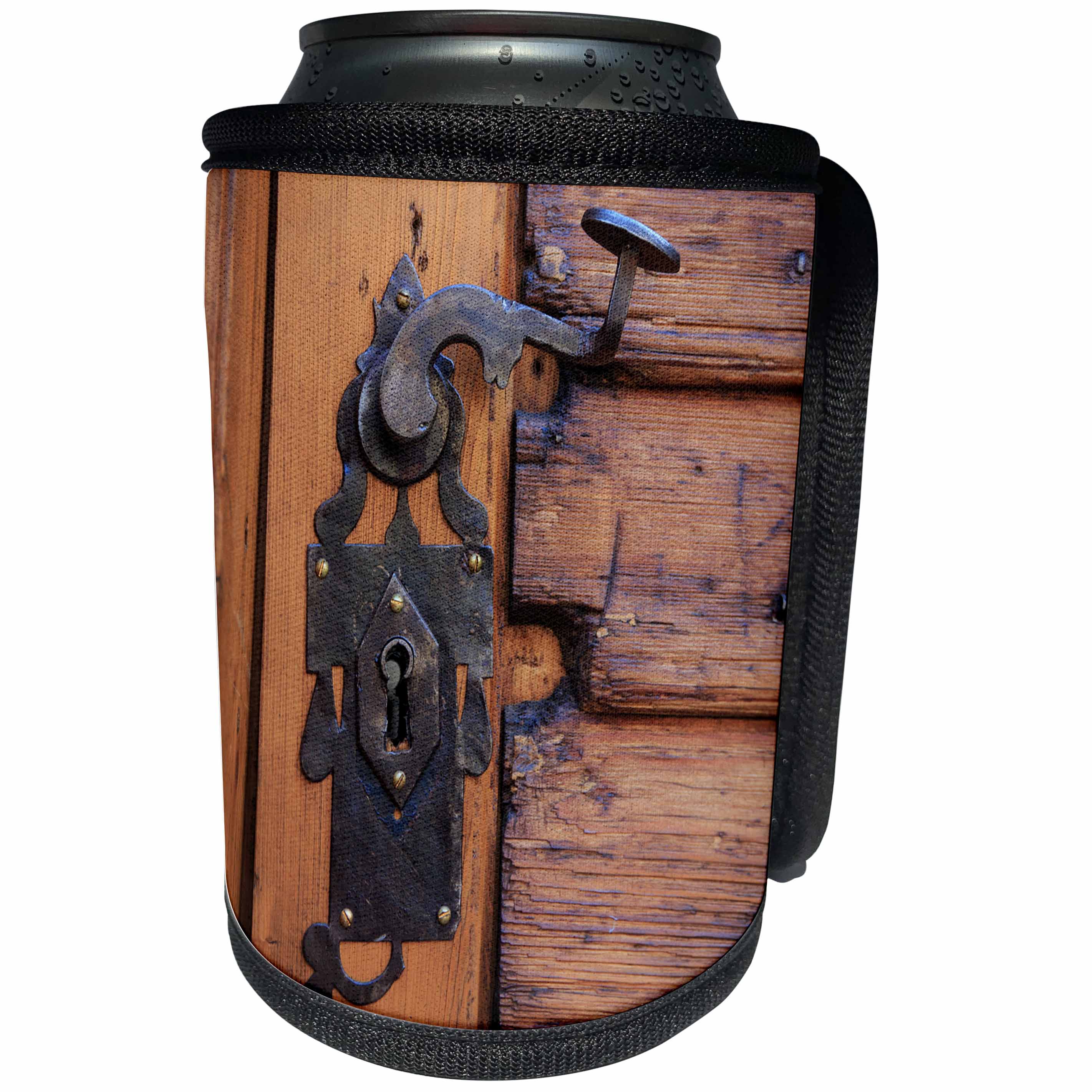 3dRose Danita Delimont - Architecture - Romania, Brasov. Door handle, key hole. - Can Cooler Bottle Wrap (cc_277855)