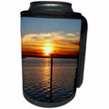 3dRose Bob Molchan Photography Sunsets - Sunset Orange Ocean Boat Water Silhouette Reflection Bird - Can Cooler Bottle Wrap (cc_27786)