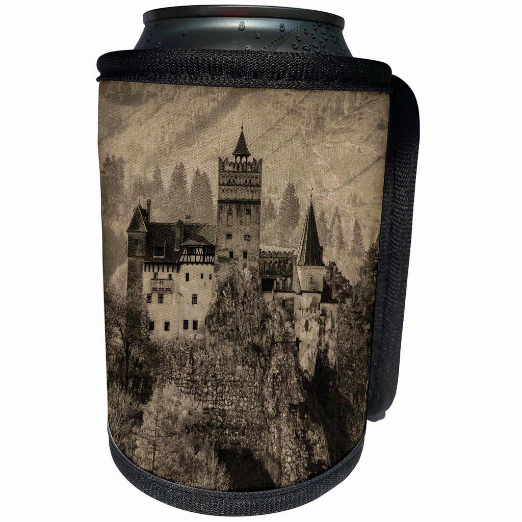3dRose Danita Delimont - Castles - Transylvania, Romania, 13th century Castle in sepia. - Can Cooler Bottle Wrap (cc_277865)