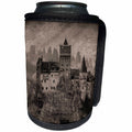 3dRose Danita Delimont - Castles - Transylvania, Romania, Black and white photo of a 13th century Castle. - Can Cooler Bottle Wrap (cc_277866)