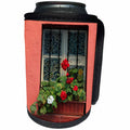 3dRose Danita Delimont - Flowers - Romania, Sighisoara, residential window in old town. Flowers in window - Can Cooler Bottle Wrap (cc_277872)