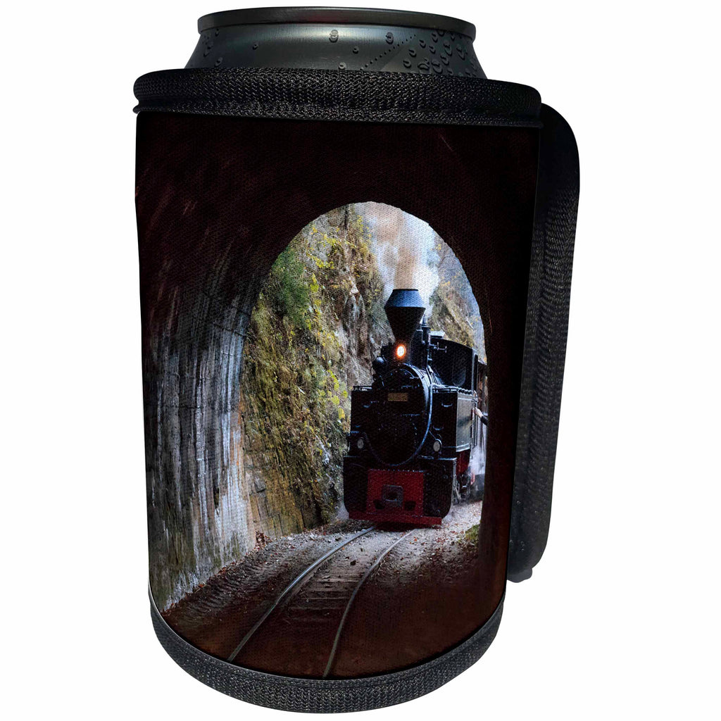 3dRose Danita Delimont - Trains - Romania, Vaser Valley Railway, Steam train entering a tunnel. - Can Cooler Bottle Wrap (cc_277882)
