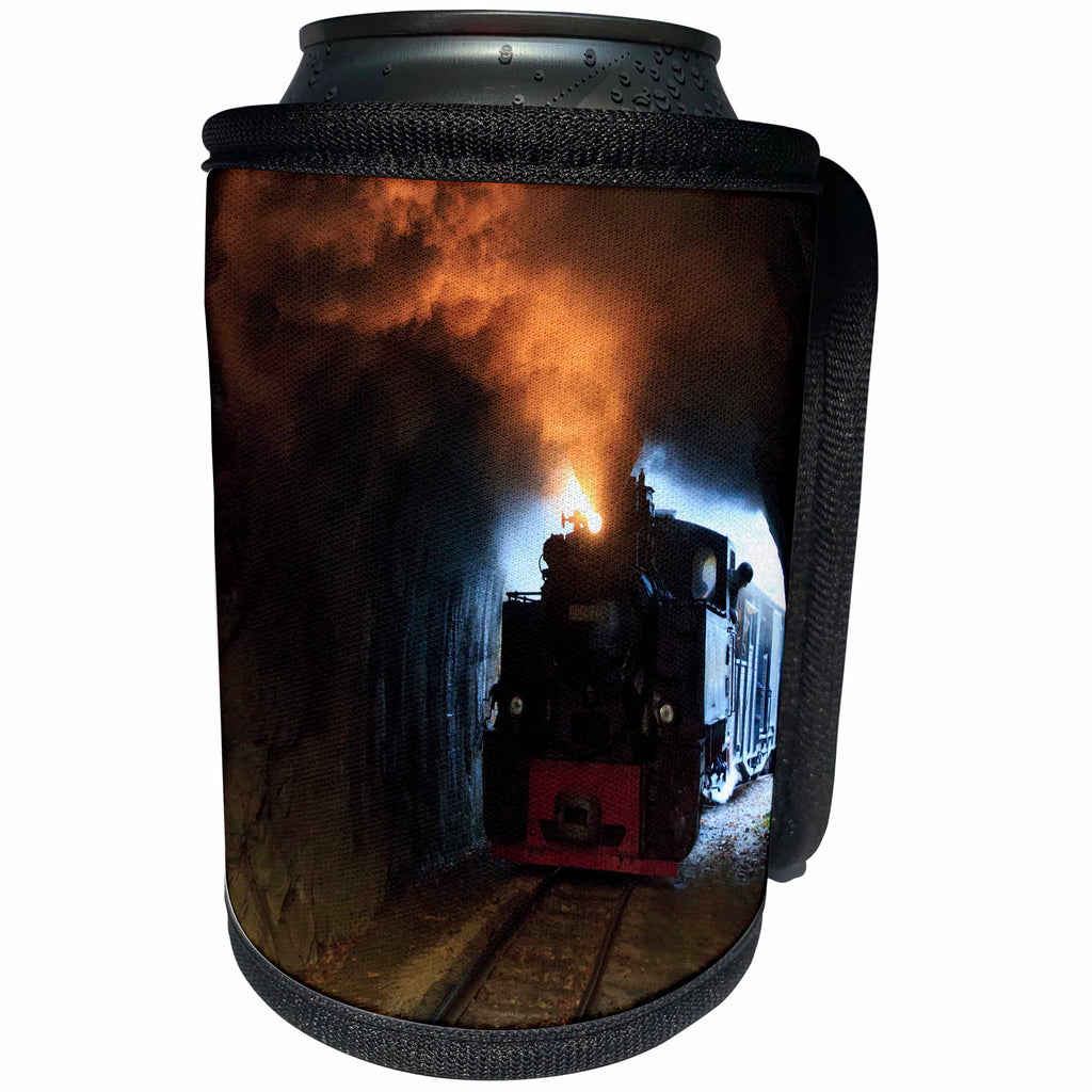 3dRose Danita Delimont - Trains - Romania, Vaser Valley Railway, Steam train in a dark tunnel. - Can Cooler Bottle Wrap (cc_277883)