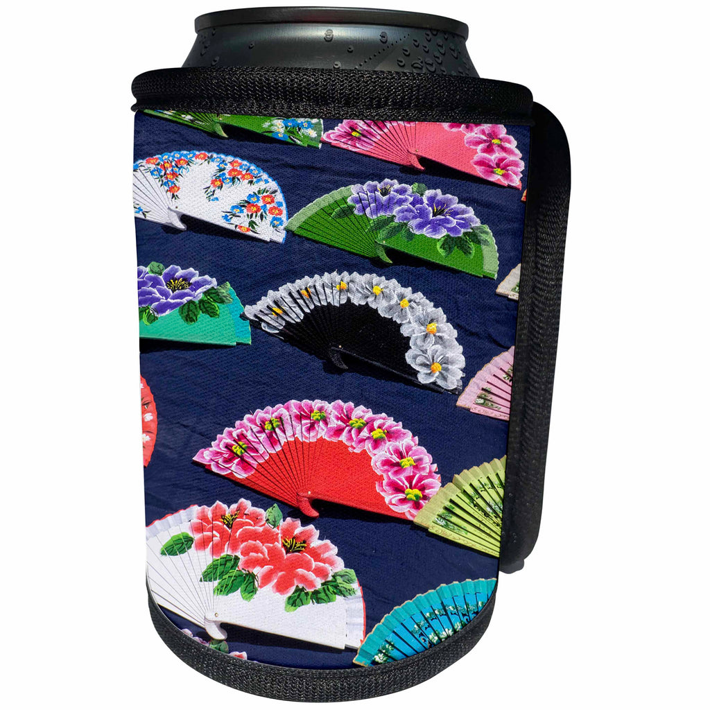 3dRose Danita Delimont - Markets - Spain, Andalusia, Seville. Hand painted fans on display for sale. - Can Cooler Bottle Wrap (cc_277887)