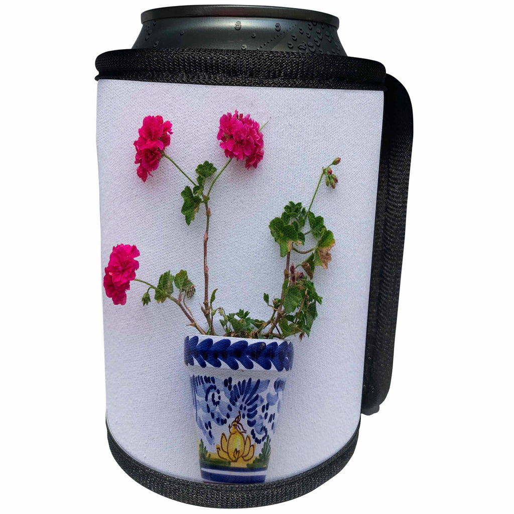 3dRose Danita Delimont - Flowers - Spain, Andalusia. Arcos de la Frontera. Painted ceramic flower pot. - Can Cooler Bottle Wrap (cc_277888)