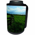 3dRose Bob Molchan Photography Landscapes - Field Grass Fence Shadow Sunset Blue Clouds - Can Cooler Bottle Wrap (cc_27789)