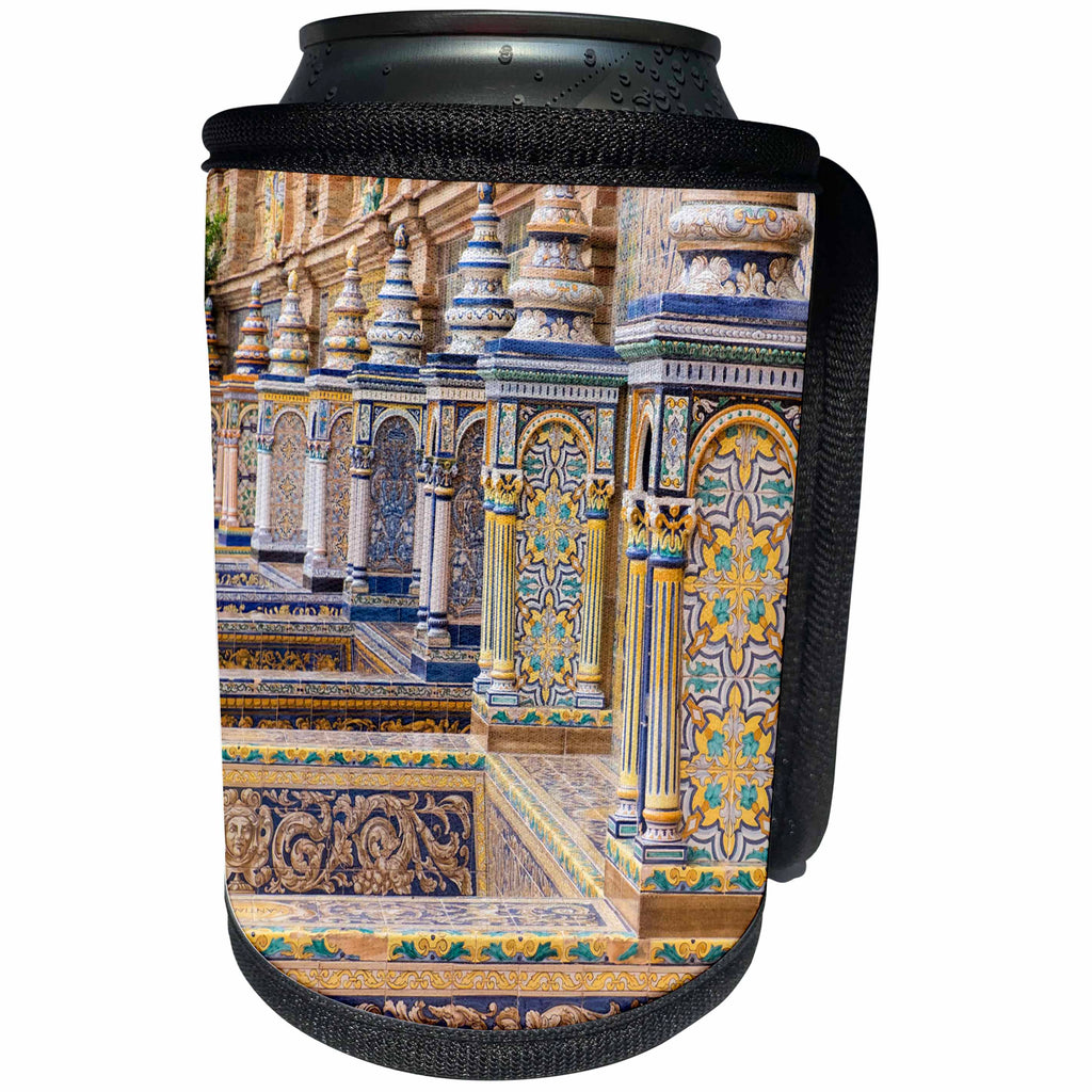 3dRose Danita Delimont - Spain - Spain, Andalusia, Seville. Plaza de Espana ornately decorated. - Can Cooler Bottle Wrap (cc_277899)