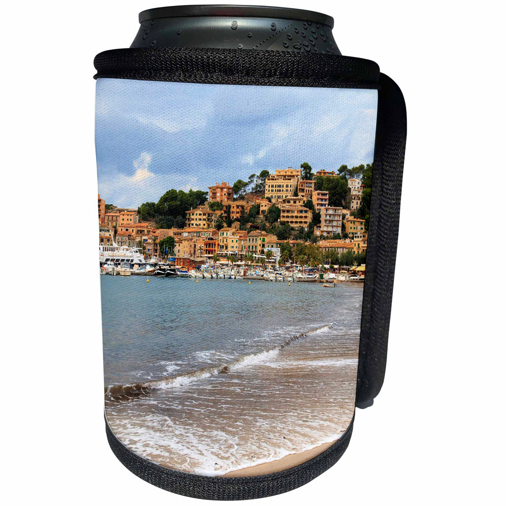 3dRose Danita Delimont - Cities - Spain, Balearic Islands, Mallorca, Port of Soller historic waterfront - Can Cooler Bottle Wrap (cc_277908)