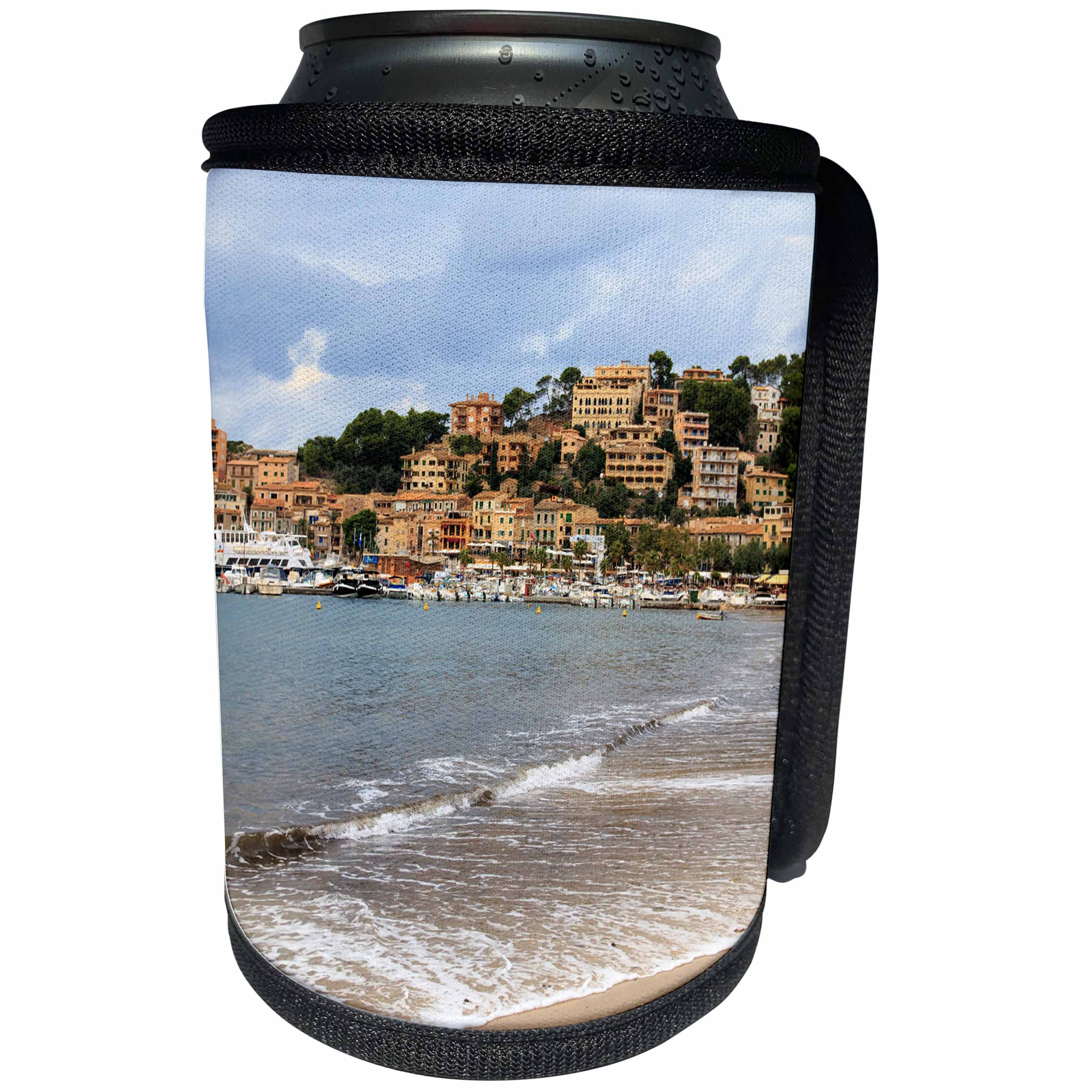 3dRose Danita Delimont - Cities - Spain, Balearic Islands, Mallorca, Port of Soller historic waterfront - Can Cooler Bottle Wrap (cc_277908)