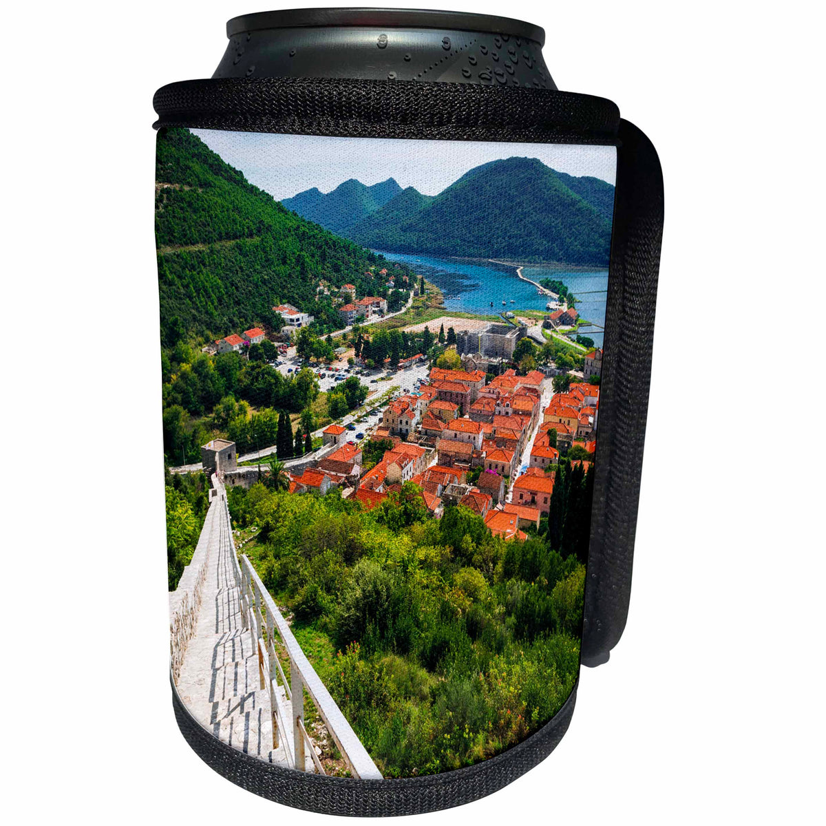 3dRose Danita Delimont - Cities - The Great Wall above the city center, Ston, Dalmatian Coast, Croatia - Can Cooler Bottle Wrap (cc_277924)