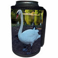 3dRose Danita Delimont - Birds - England, London. Westminster. White swan in St. Jamess Park - Can Cooler Bottle Wrap (cc_277934)